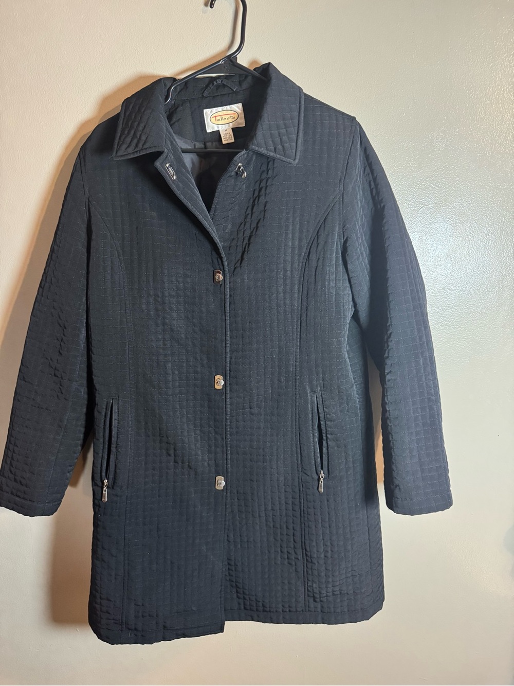 Talbots Black Quilted Pea Coat